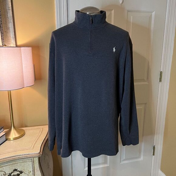 EUC Men's Polo Ralph Lauren Estate Rib Quarter Zip Pullover Gray Size  XXL  2XL - Picture 1 of 3